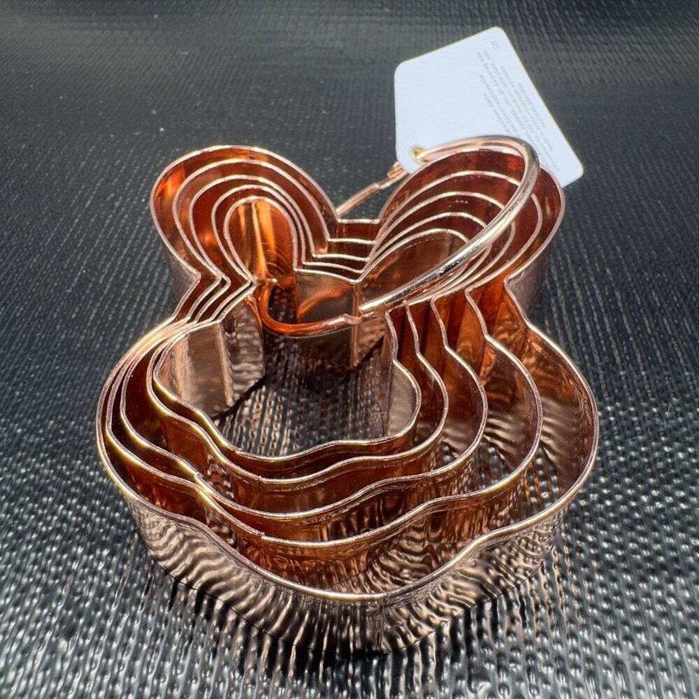 Williams Sonoma Easter Bunny Copper Metal Cookie Cutters 5 on Ring New W Tag - Picture 11 of 14